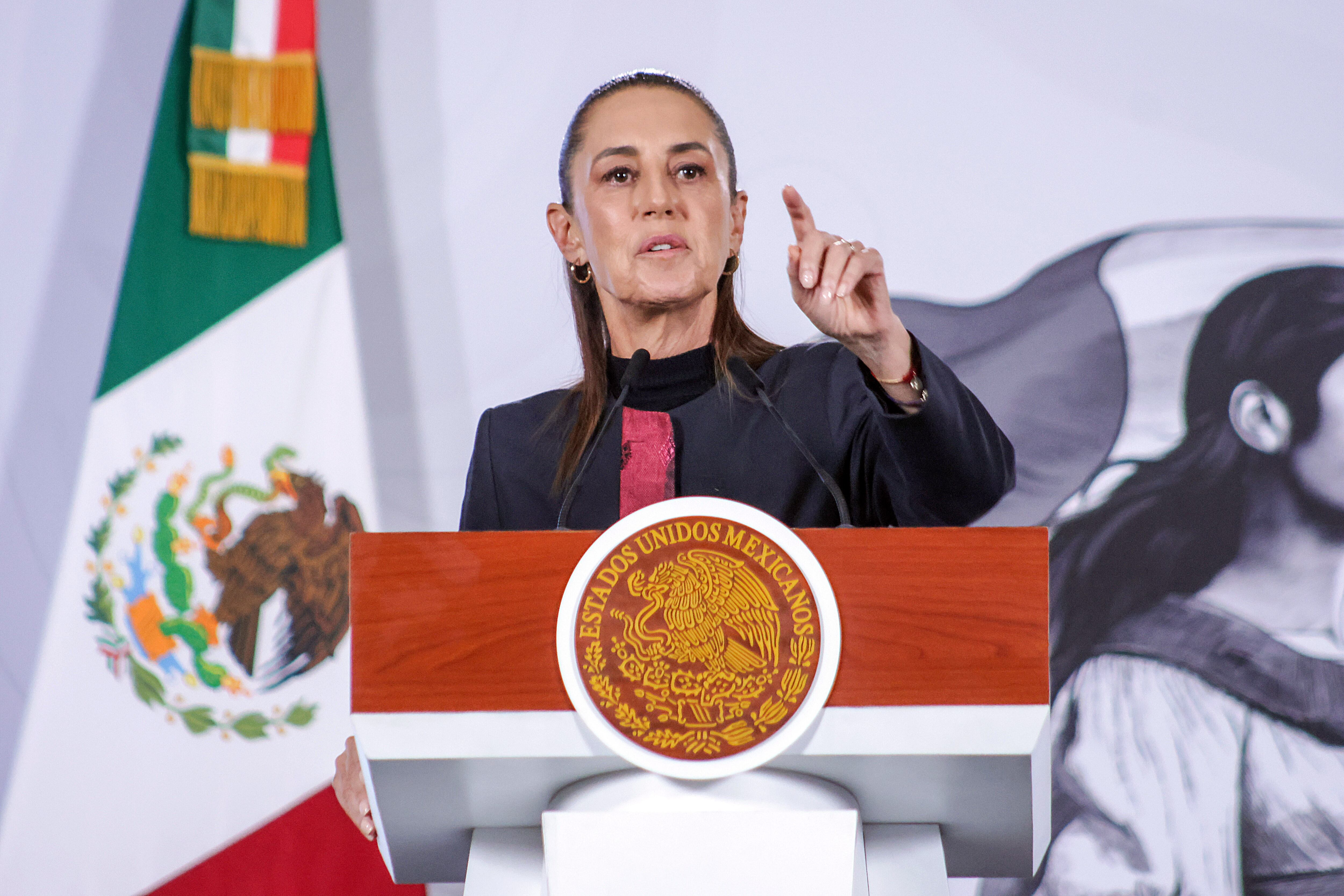 La presidente de Mexico, Claudia Sheinbaum Pardo, en la rueda de prensa dada en el Palacio Nacional el 9 de junio de, 2026 (Cortesía: Mariana Maytorena/ObturadorMX/Getty Images)