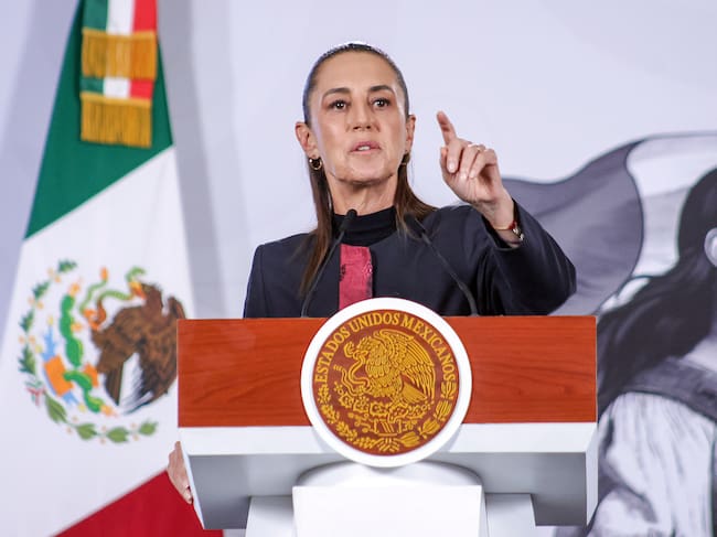 La presidente de Mexico, Claudia Sheinbaum Pardo, en la rueda de prensa dada en el Palacio Nacional el 9 de junio de, 2026 (Cortesía: Mariana Maytorena/ObturadorMX/Getty Images)