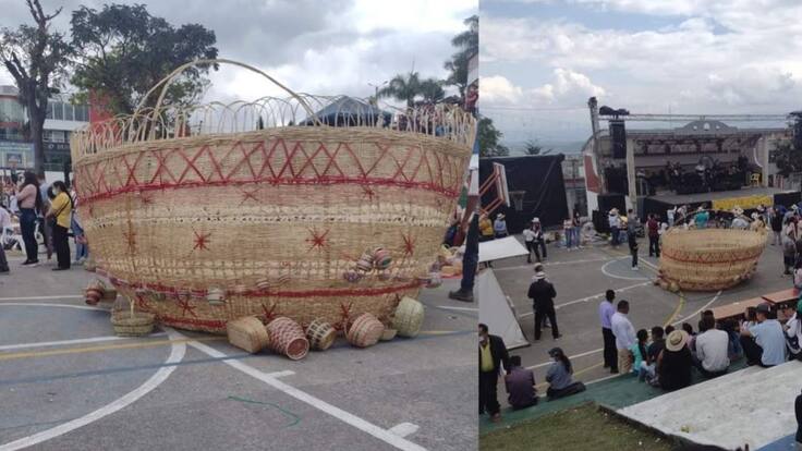 Artesanas tejieron gigantesco canasto que busca un Récord Guinness