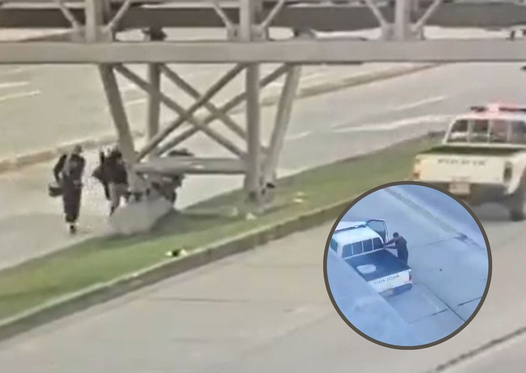 Encapuchados atacan con bombas a Policía. Autiridades responden con disparos.