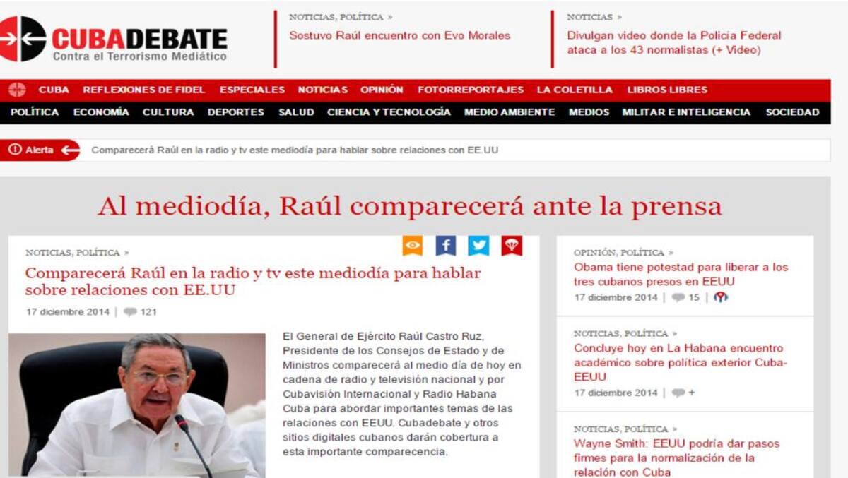 Las portadas de varios diario y sitios web destacaron ampliamente la orden que dio Obama para restablecer las relaciones entre los dos países.