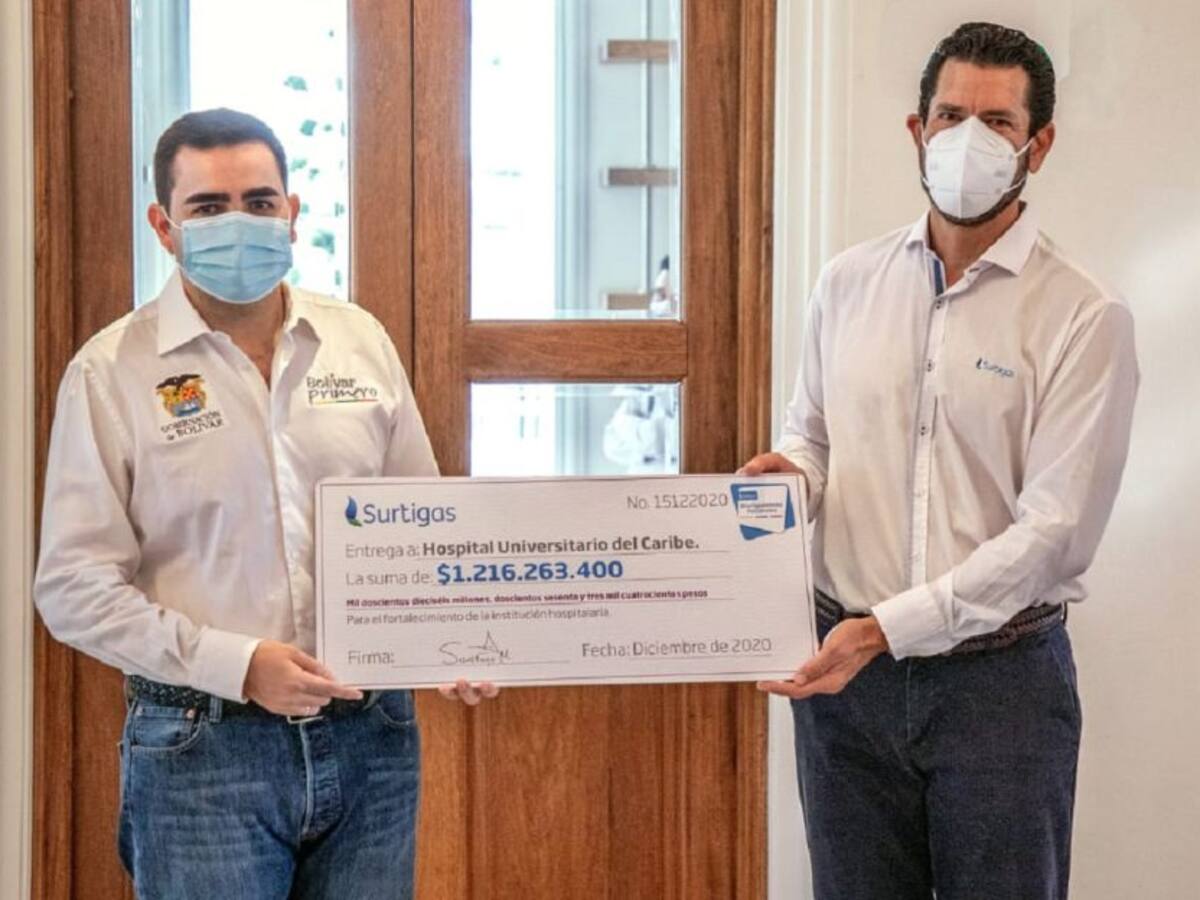 Surtigas dona 1.200 millones en equipos biomédicos y protección en Bolívar