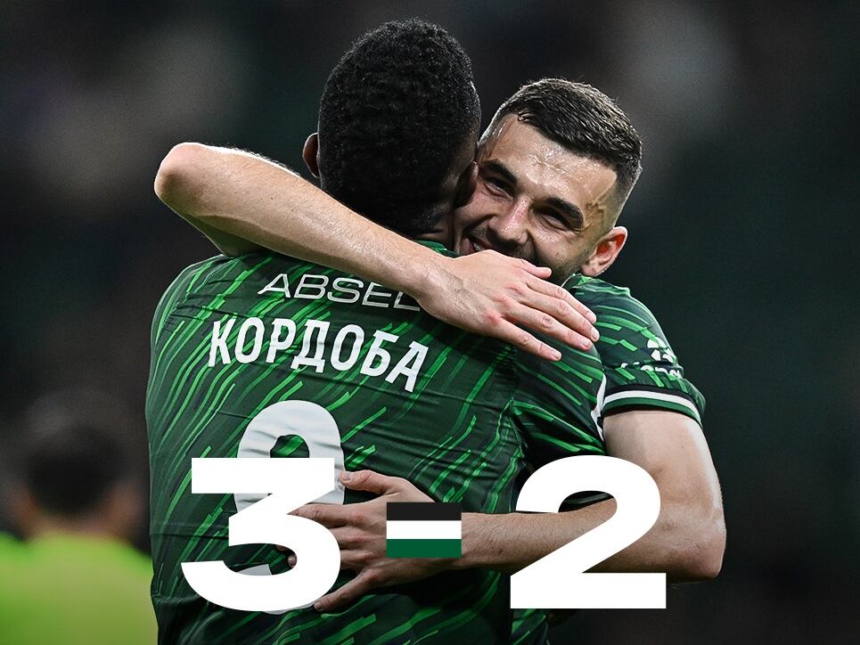 Jhon Córdoba celebra uno de sus dos goles  / Twitter: Krasnodar.
