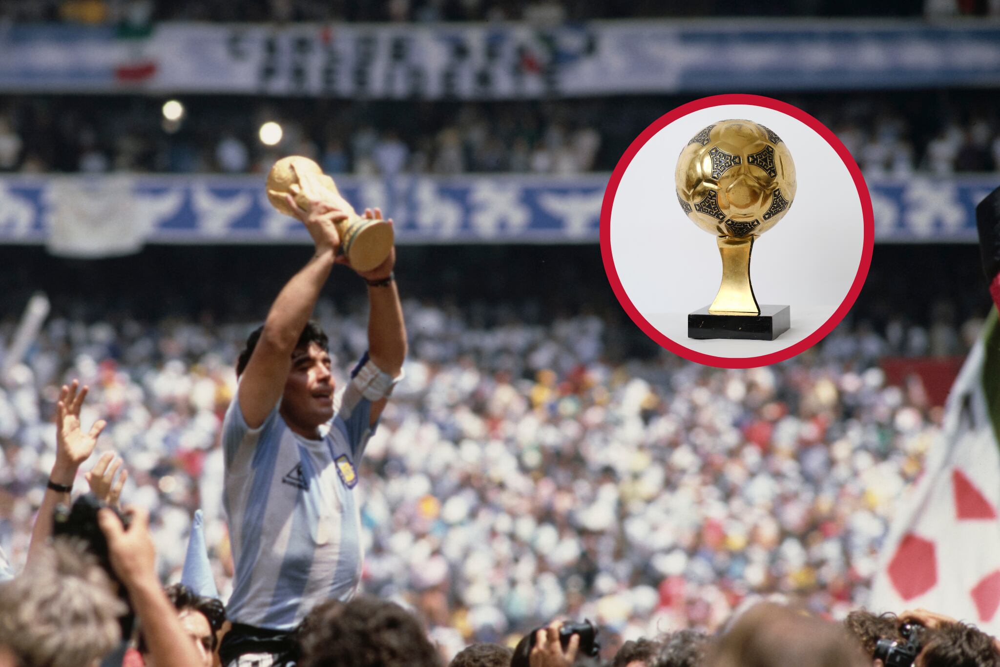 Subastarán el Balón de Oro de Maradona - Getty Images y archivo Aguttes