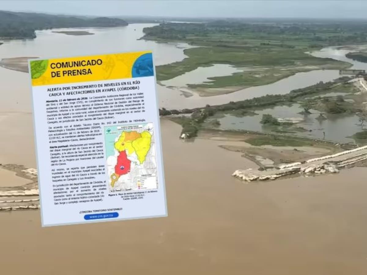 Alerta en Ayapel por desbordamiento del río Cauca y ruptura en Caregato