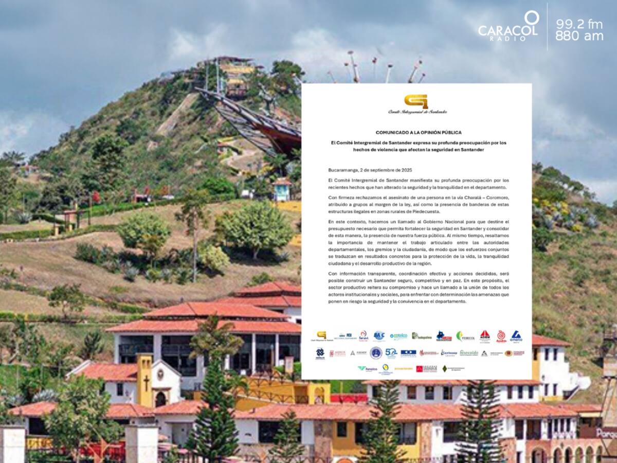 Gremios de Santander piden al Gobierno Nacional recursos para seguridad en el departamento