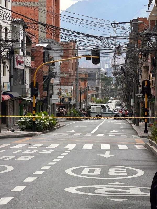 Zona acordonada en Itagüí, por alerta de explosivo. Foto: Cortesía