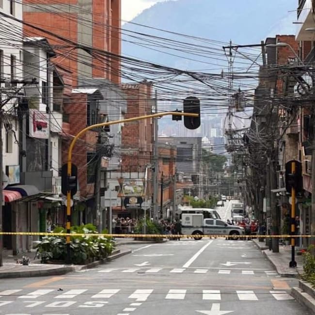 Zona acordonada en Itagüí, por alerta de explosivo. Foto: Cortesía
