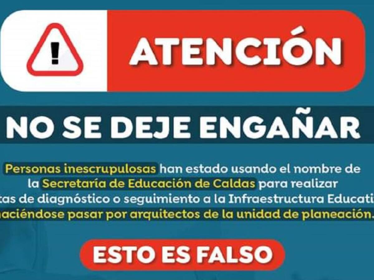Secretaría de Educación de Caldas denuncia suplantación