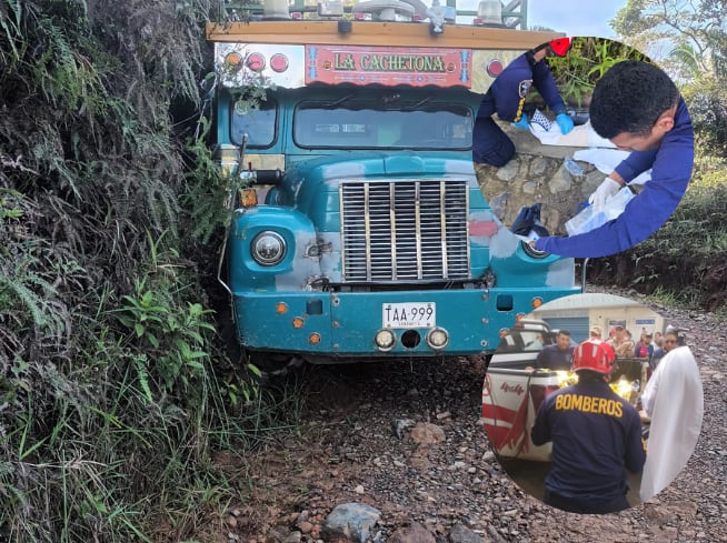 Accidente carro escalera en Anorí- fotos bomberos