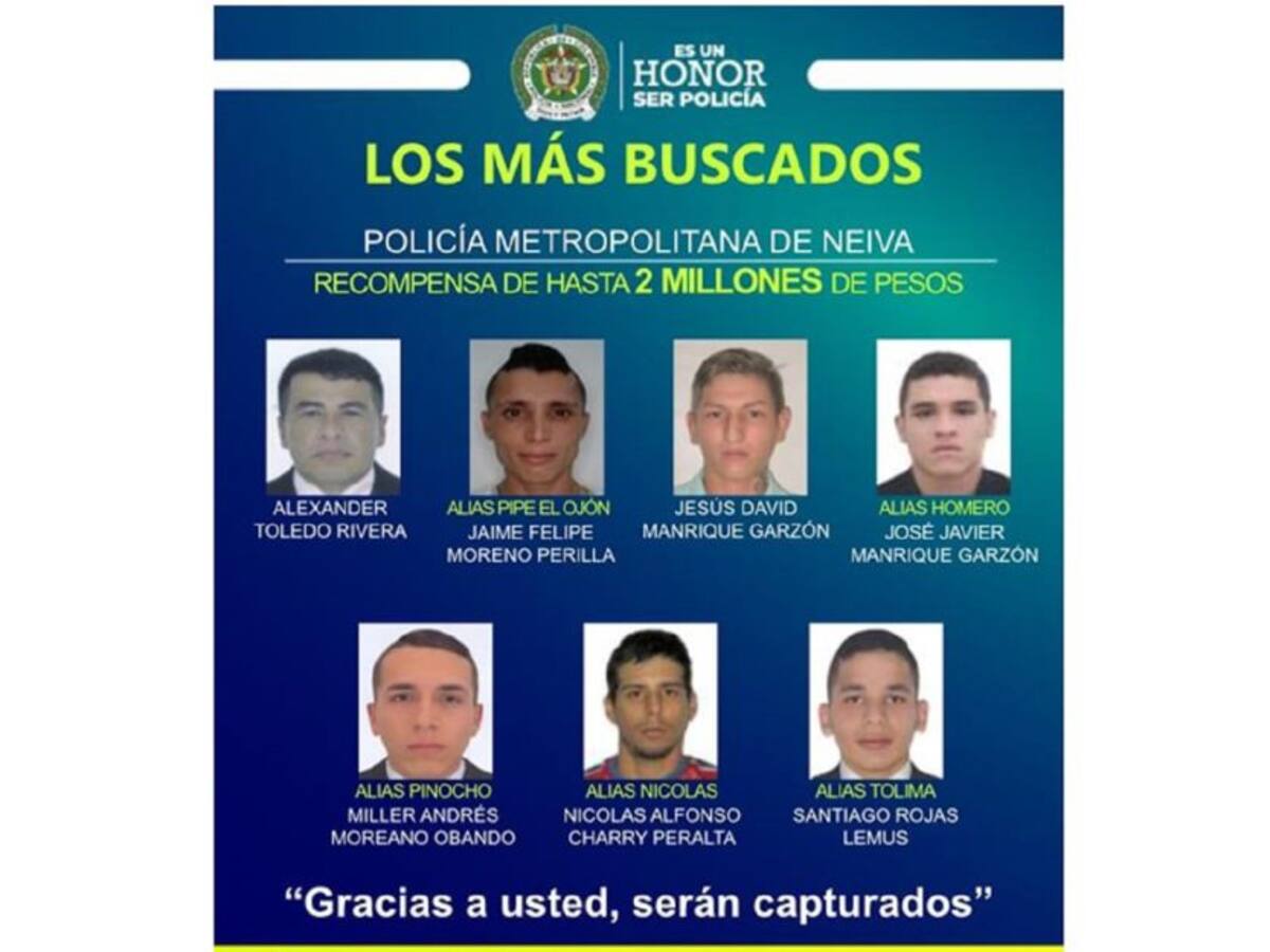 Cartel de los más buscado por homicidio en Neiva