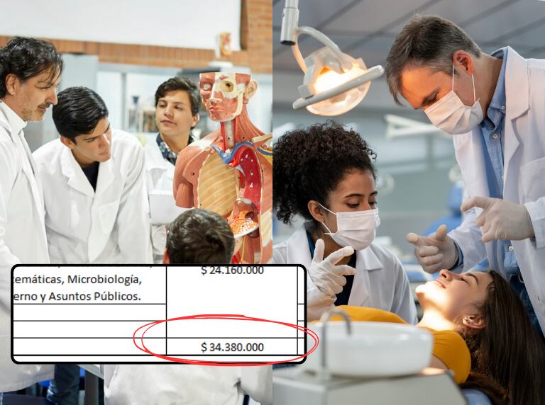 Estudiantes de medicina y odontología en clases de sus respectivas carreras (Getty Images)