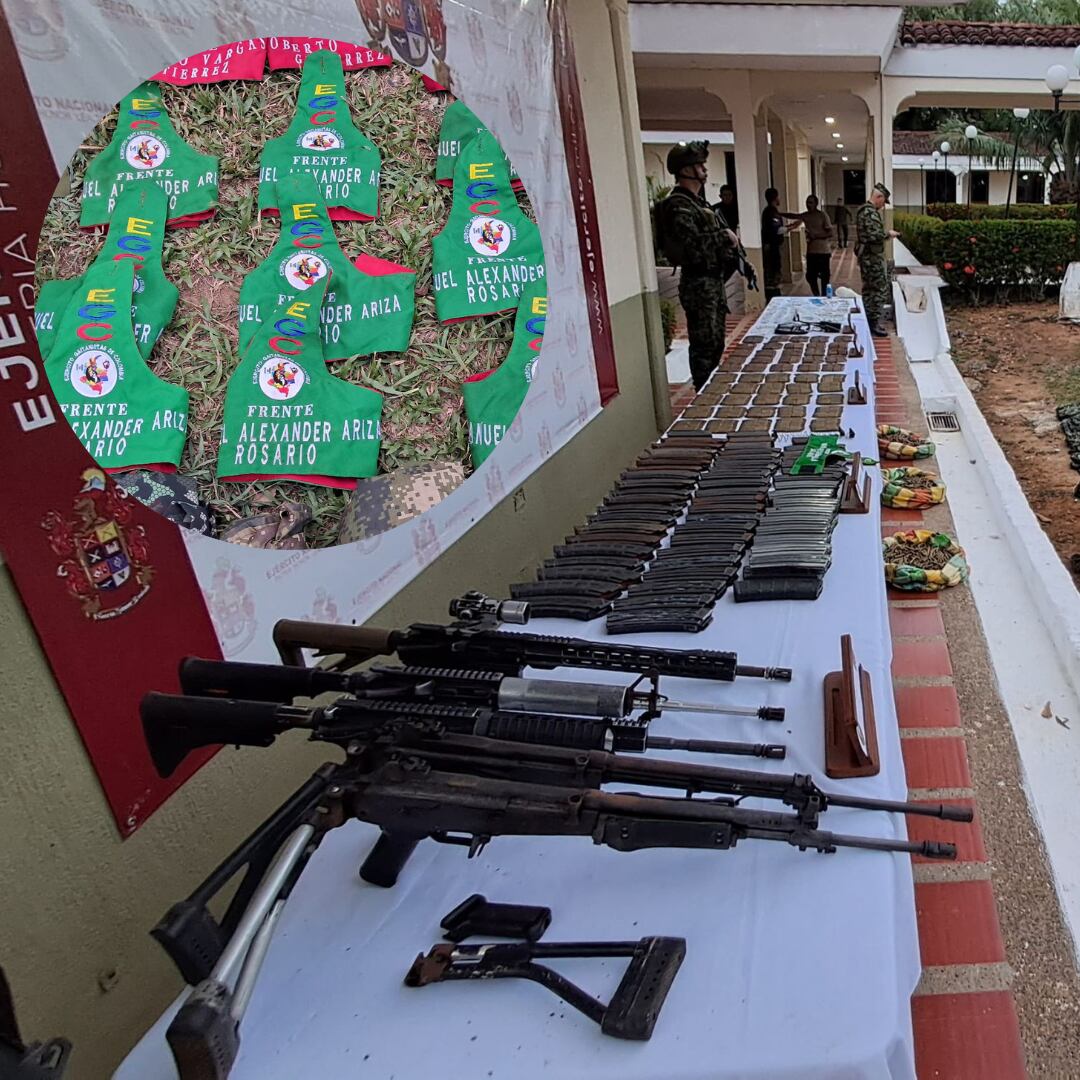 Arsenal incautado al Clan del Golfo en Zaragoza- foto Brigada 11