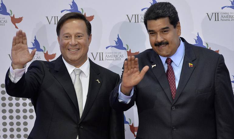 Presidente de Panamá Juan Carlos Varela y Venezuela Nicolás Maduro 