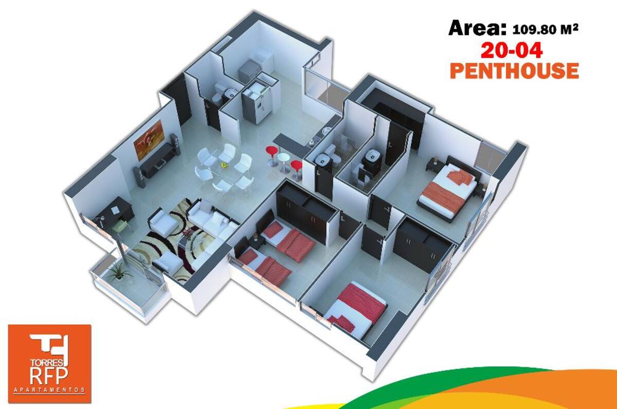 Estas dos torres de 12 y 20 pisos, cuentan con diferentes tipos de apartamentos desde 72 m hasta 153 m de 2 y 3 alcobas. Proyecto ubicado en el sector de la Milla de Oro de Ibagué.
