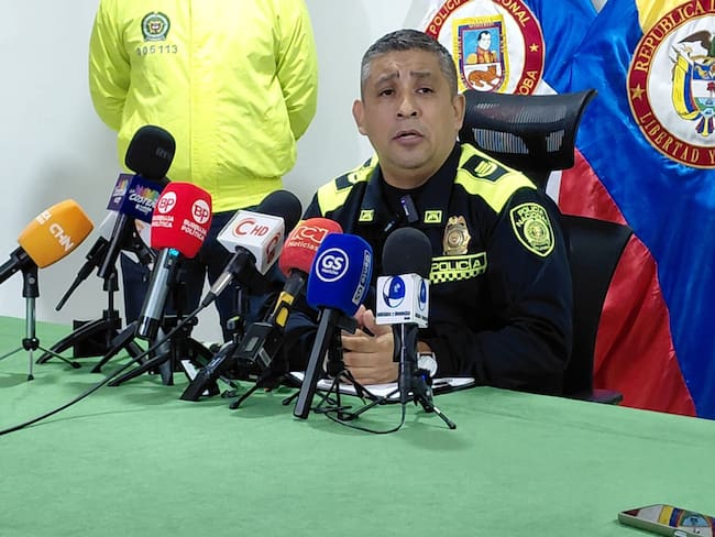 Comandante de la Policía en Córdoba, coronel Elkin Corredor, en rueda de prensa. Foto: La W.