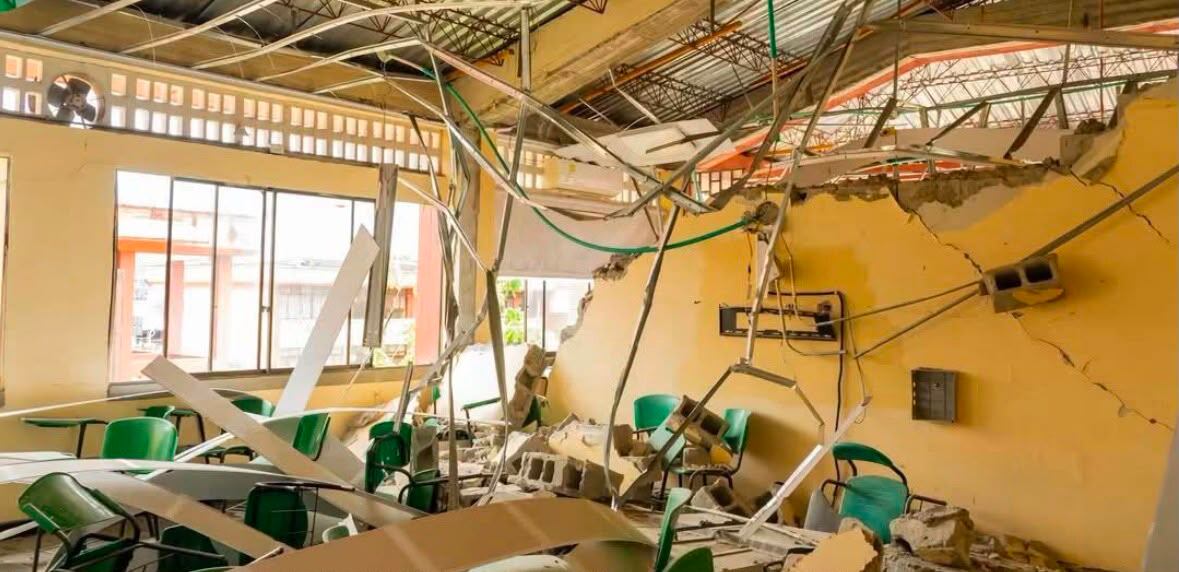 Afectaciones Universidad Tecnológica del Chocó UTCH, tras el sismo presentado. Foto: Cortesía