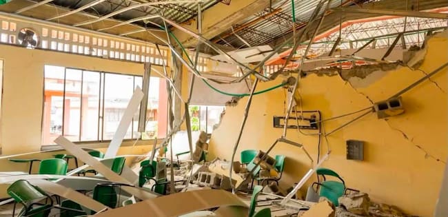 Afectaciones Universidad Tecnológica del Chocó UTCH, tras el sismo presentado. Foto: Cortesía