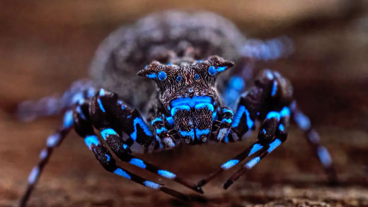 La increíble araña azul que brilla con luces ultravioleta: Nuevas especies descubiertas en África