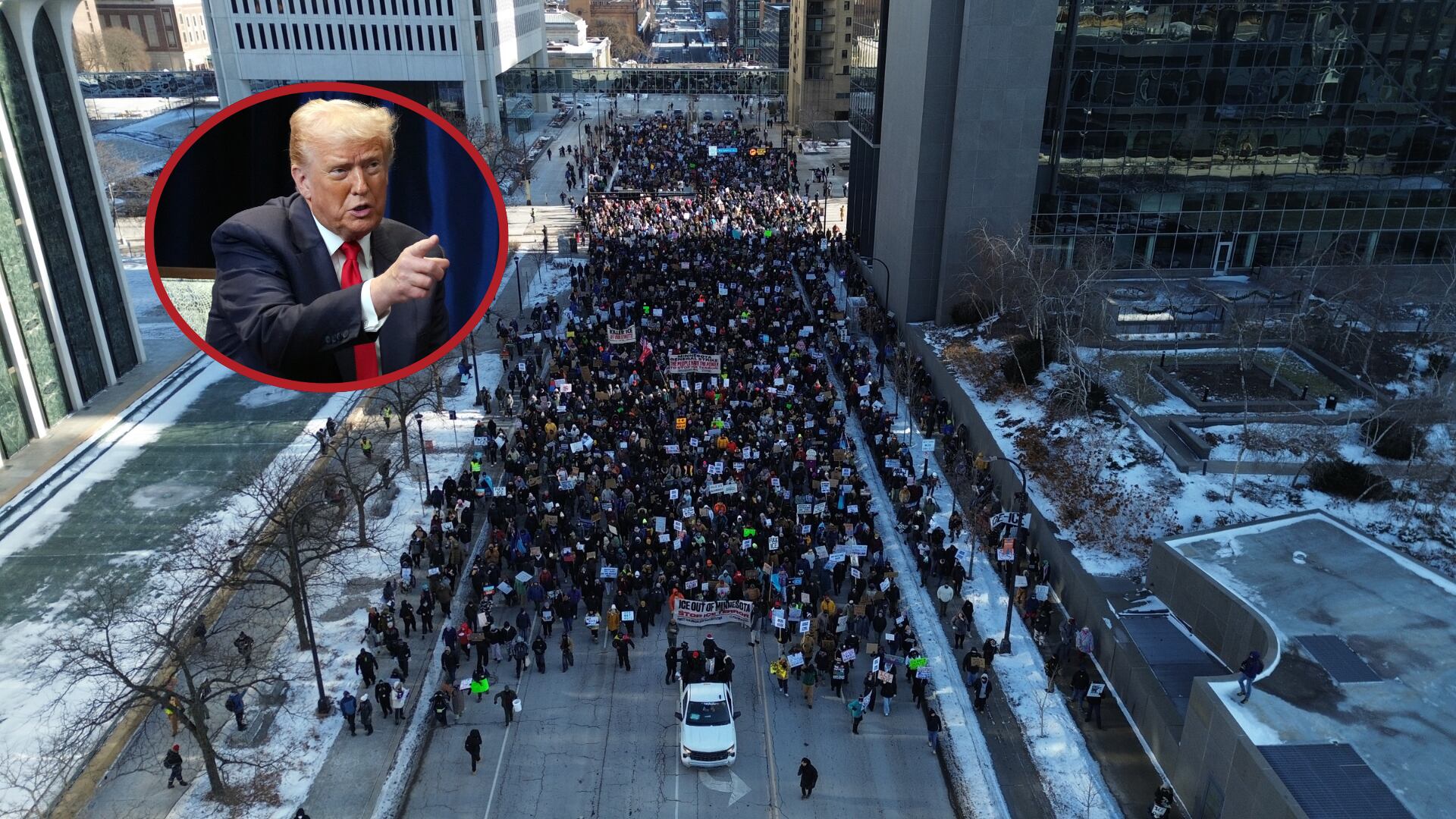 Protestas en Minnesota. Foto: Arthur Maiorella.Donald Trump. Foto: Andrew Harnik.