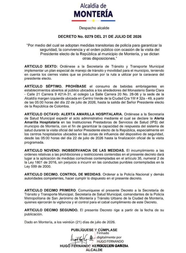 Decreto por empalme regional.