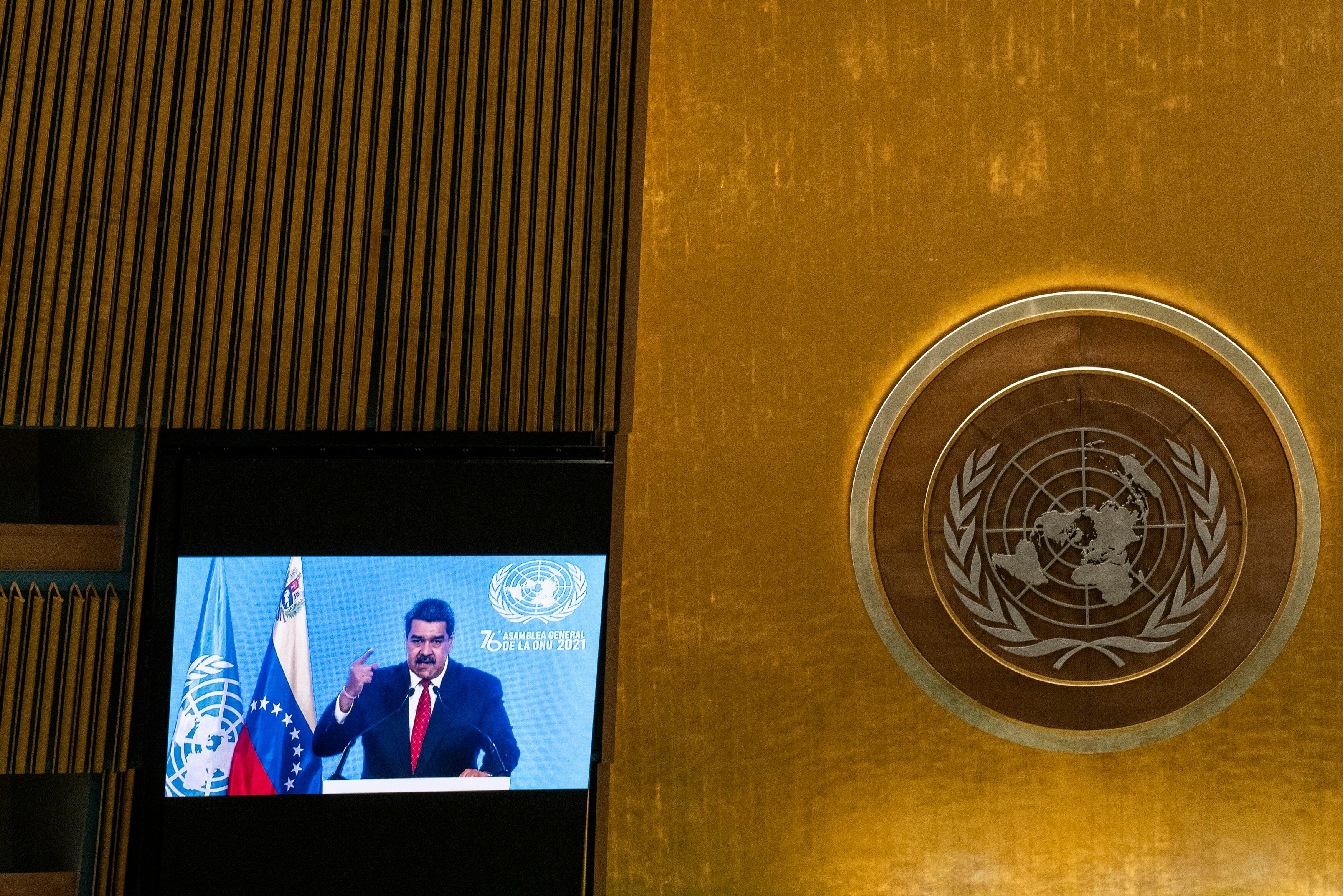 Participación del presidente de Venezuela, Nicolás Maduro, durante la Asamblea General de Naciones Unidas en 2021.