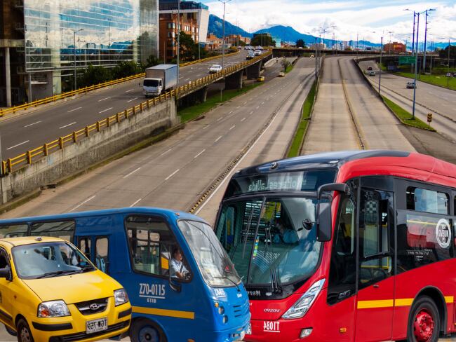 Día sin carro y moto 2025 // Calle de Bogotá // Transmilenio // SITP // Taxi // Getty Images
