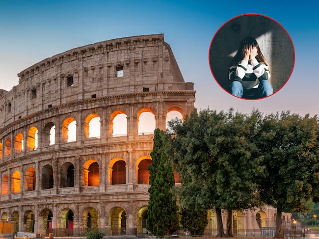 Imagen de referencia. Coliseo Romano (Roma): Getty Images / Persona lamentándose: Getty Images.