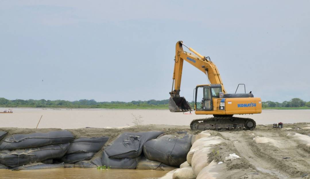 Obras de construcción del dique en La Mojana. Foto: UNGRD