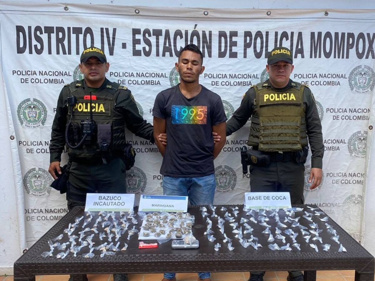 Policía capturó a presunto jíbaro cargado con drogas en Mompox, Bolívar