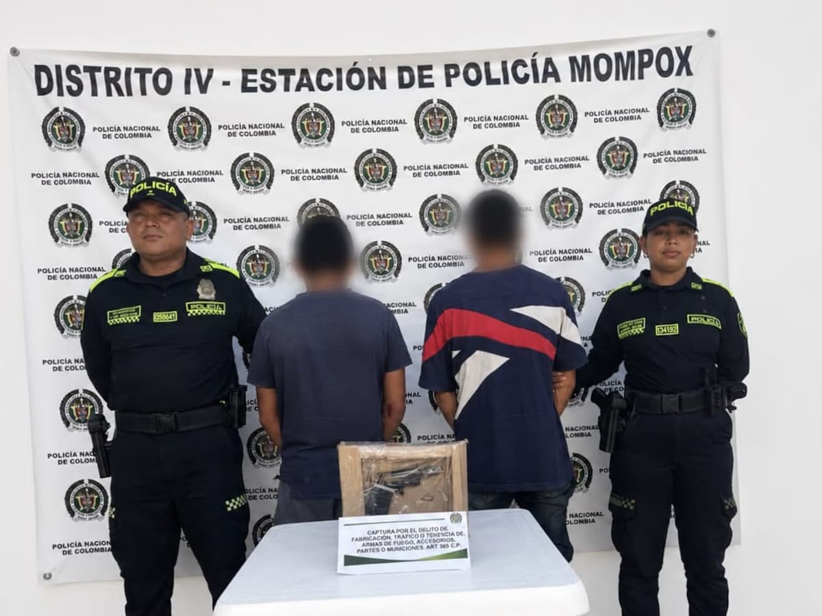 Policía captura a dos hombres armados y frustra un presunto intento de hurto en Mompox