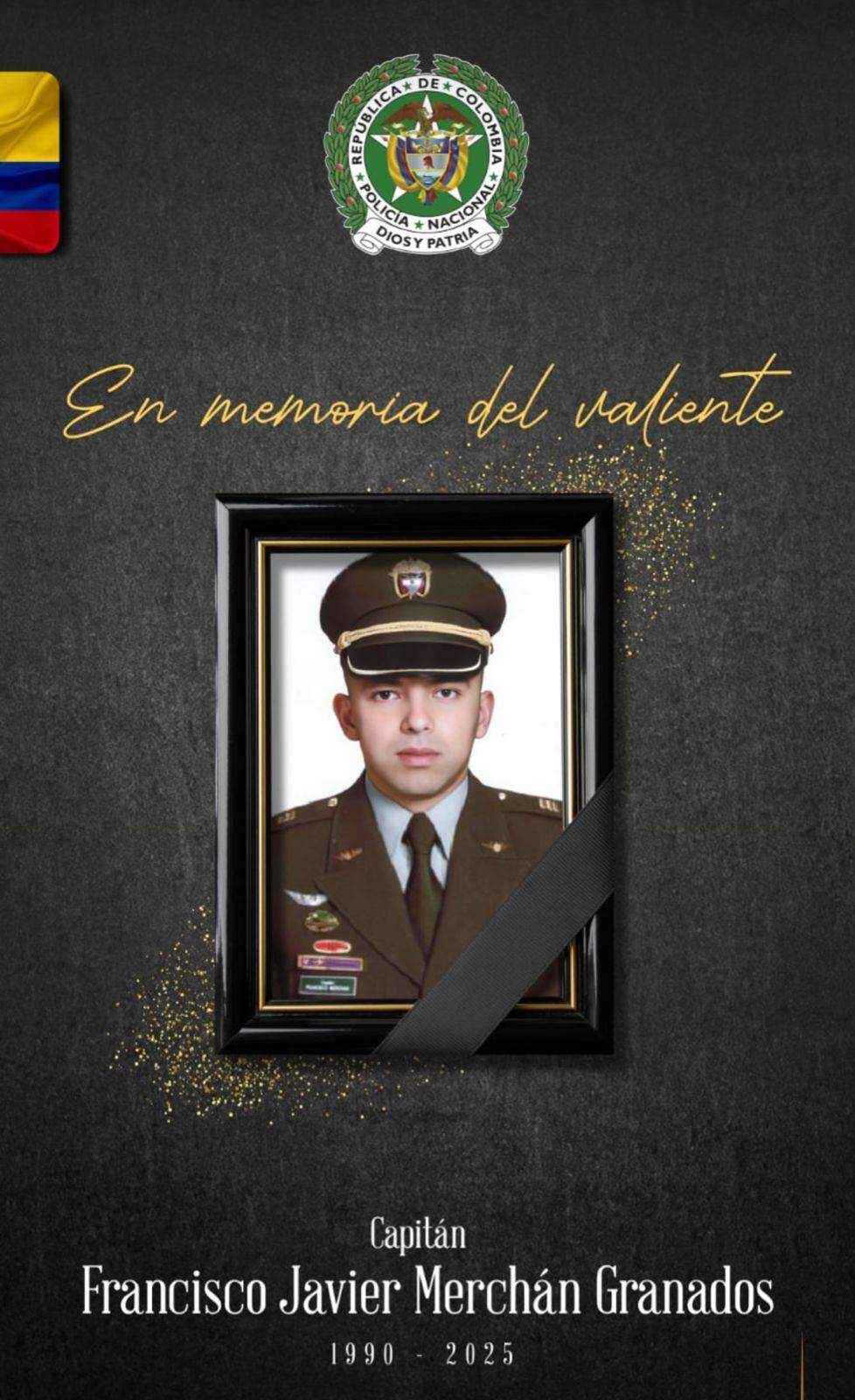 El capitán Francisco Javier Merchán, piloto boyacense fallecido en el ataque al helicóptero UH-60 en Amalfi, será despedido este lunes en Mongua con eucaristía y honores fúnebres.