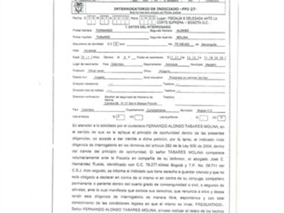 Las revelaciones de Tabares complican a Bernardo Moreno