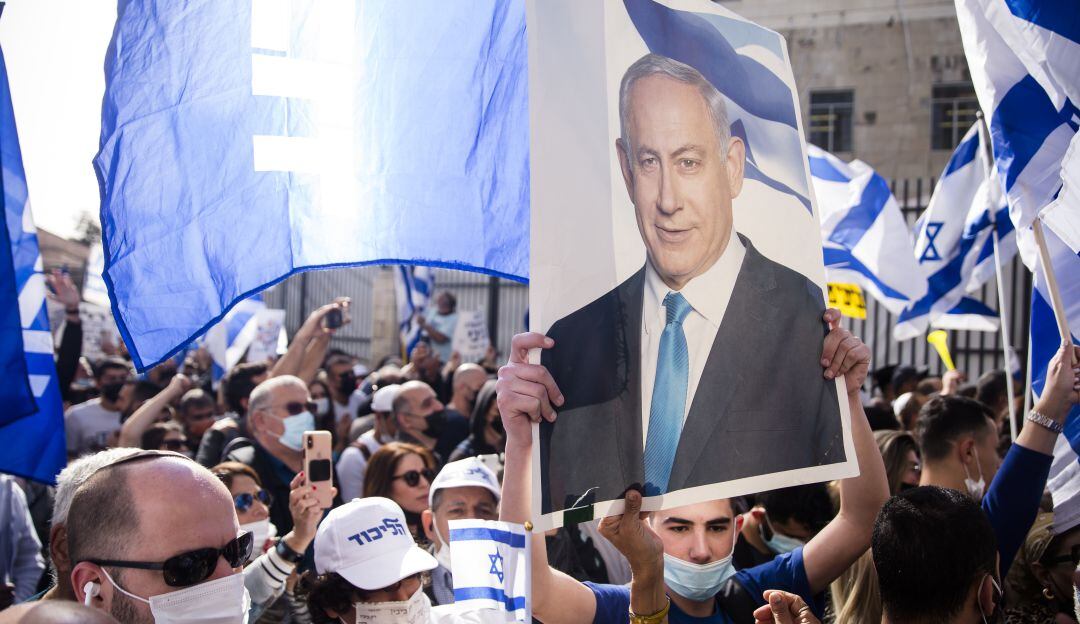 Manifestaciones a favor y en contra de Netanyahu en Jerusalén