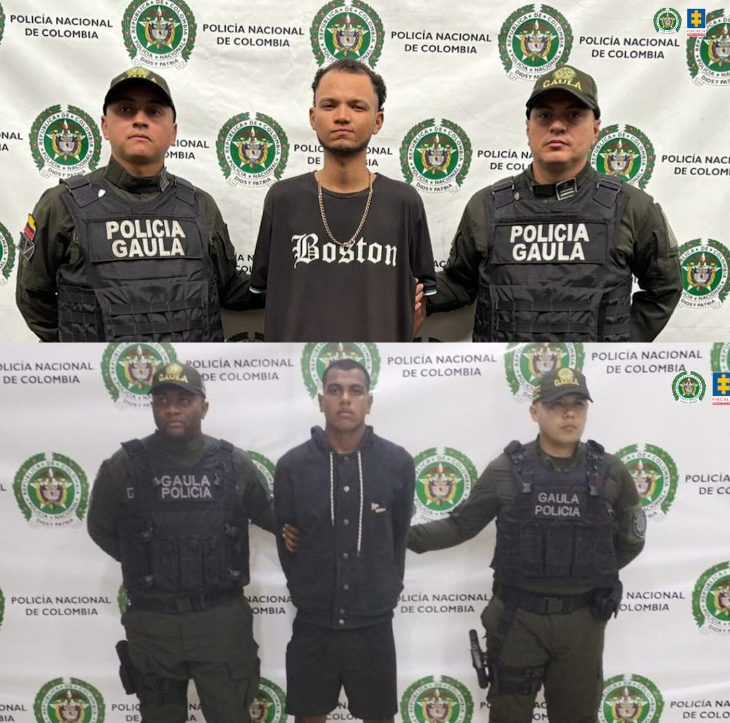 Yeison David Andrade Cerén y  Sebastián Martínez Martínez, capturados.