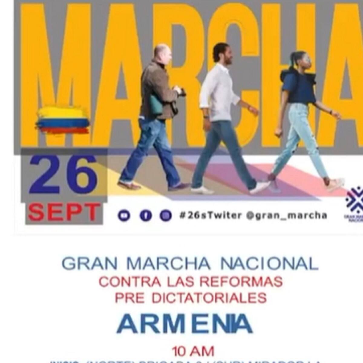 Armenia se sumará a la marcha nacional en contra del gobierno de Gustavo Petro