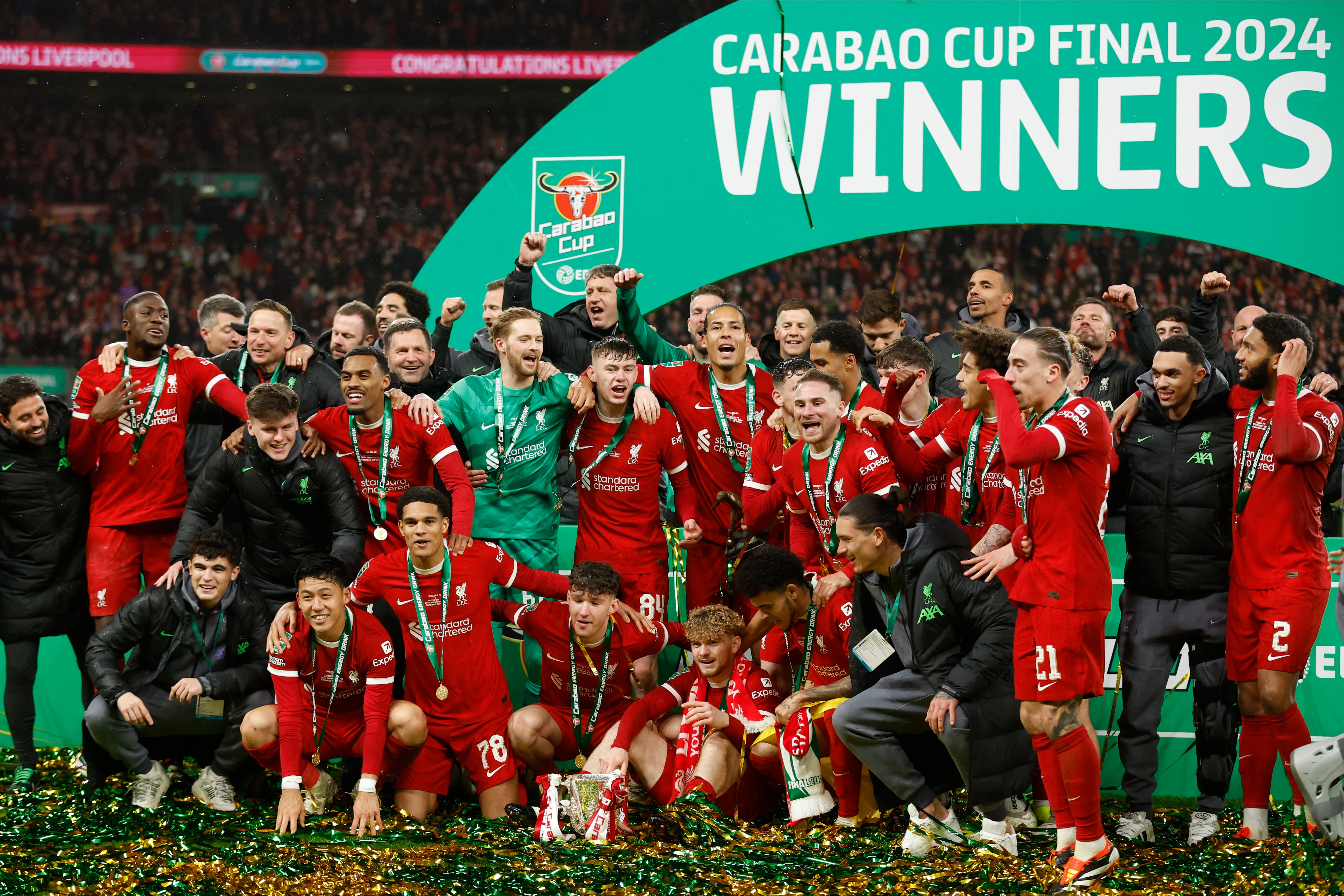 Liverpool - Campeón Carabao Cup (Photo by Nigel French/Sportsphoto/Allstar via Getty Images)