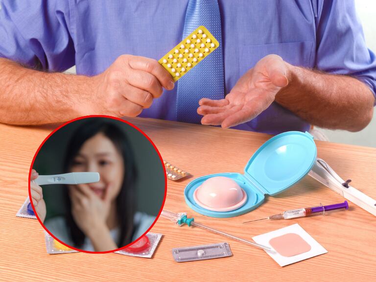 Métodos anticonceptivos y mujer viendo prueba de embarazo // Imágenes de referencia GettyImages