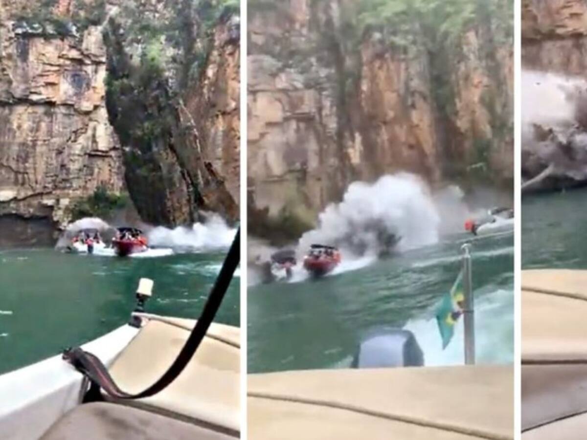 VIDEO: Tragedia en Brasil por enorme roca que cayó sobre varias lanchas