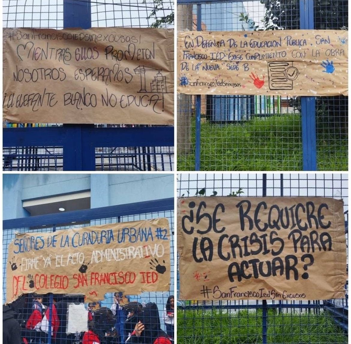 Estudiantes del Colegio San Francisco IED se declaran en Asamblea Permanente. Foto: Tomada de redes.
