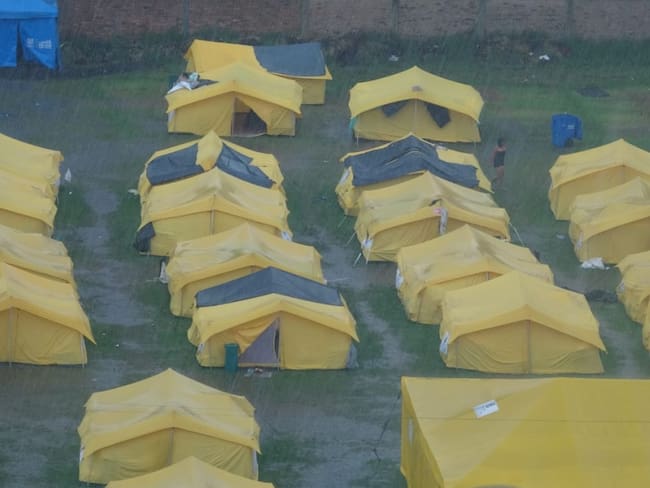 Se inunda campamento venezolano en Bogotá