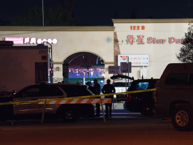 MONTEREY PARK, CA - JANUARY 22: Law enforcement at the scene of a shooting on January 22, 2023 in Monterey Park, California. Ten people have been shot dead during at a gathering celebrating the Chinese lunar new year. (Photo by Eric Thayer/Getty Images)