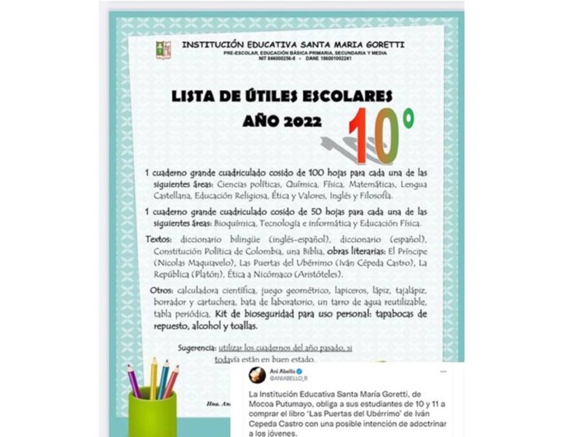 Polémica por libro sobre paramilitarismo en útiles escolares