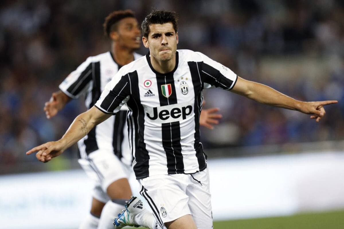 Álvaro Morata celebrando la apertura del marcador.