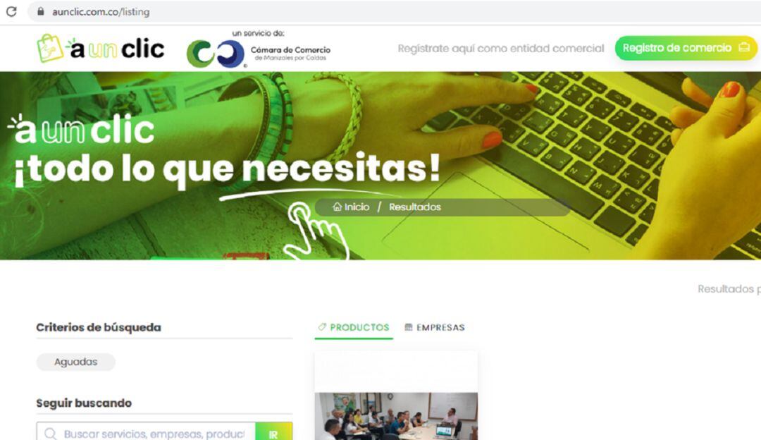 Plataforma para venta de productos de Caldas, 'A un Clic'