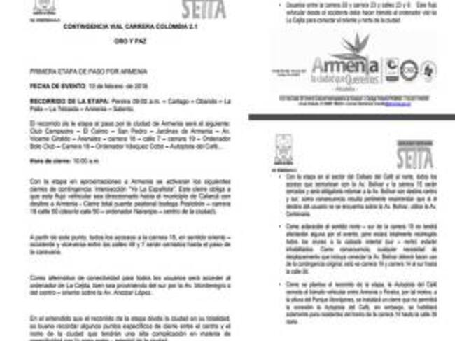 Contingencia vial en Armenia por competencia ciclistica
