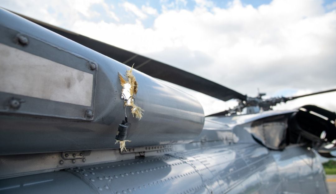 El helicóptero de la Fuerza Aérea Colombiana fue atacado en el aeropuerto Camilo Daza en Cúcuta el pasado 25 de junio.