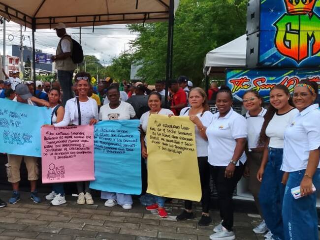 Protesta de Agrícola El Retiro por vinculaciones de Forjando Futuro con Chiquita Brands. Foto: Cortesía.