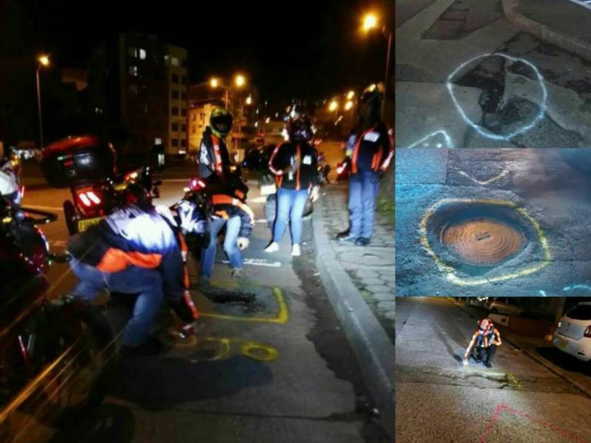 Motociclistas marcan los huecos de Manizales para que la Alcaldía los intervenga