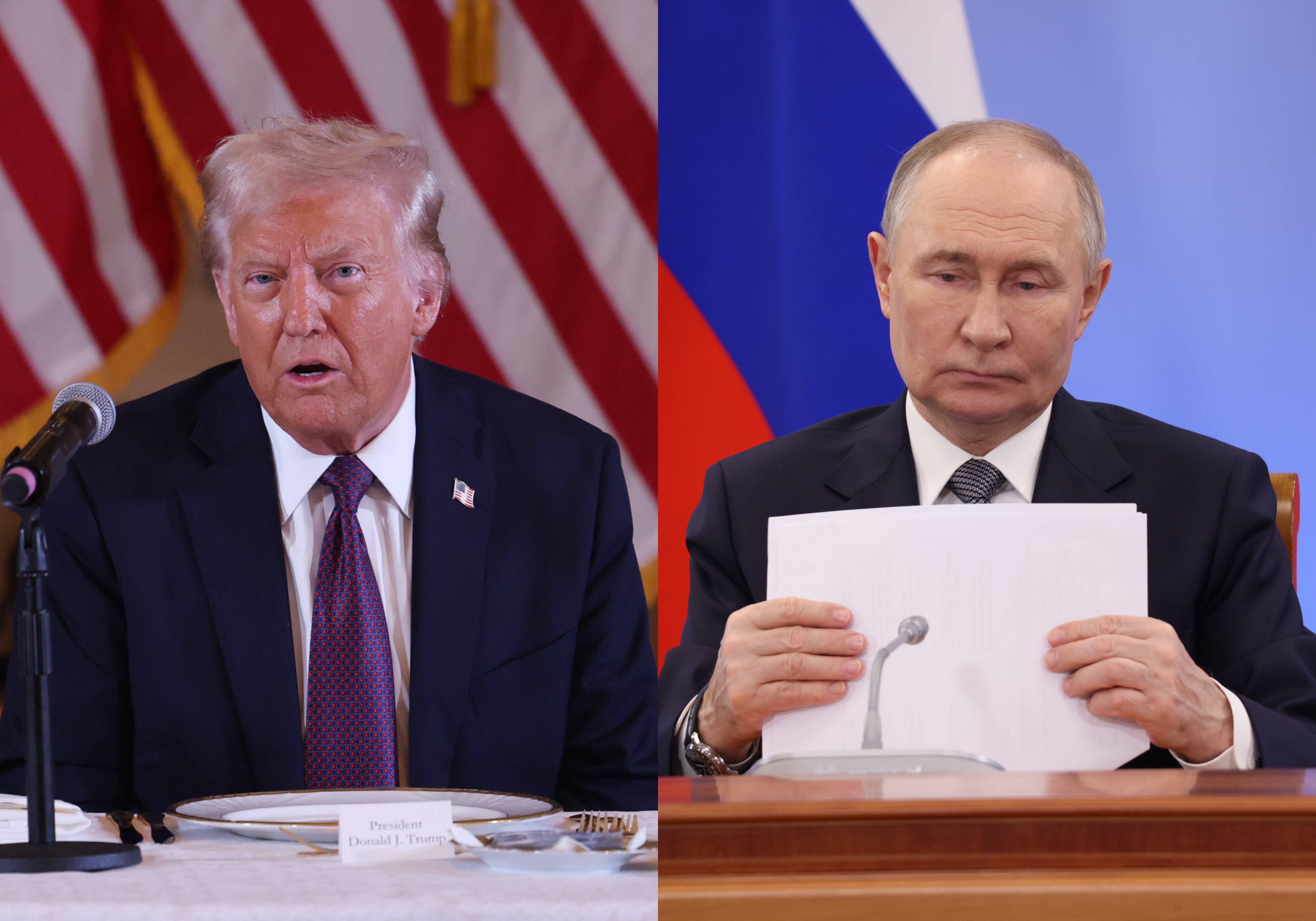 El presidente electo de Estados Unidos, Donald Trump (Scott Olson/Getty Images), y el presidente de Rusia, Vladímir Putin (Contributor/Getty Images)